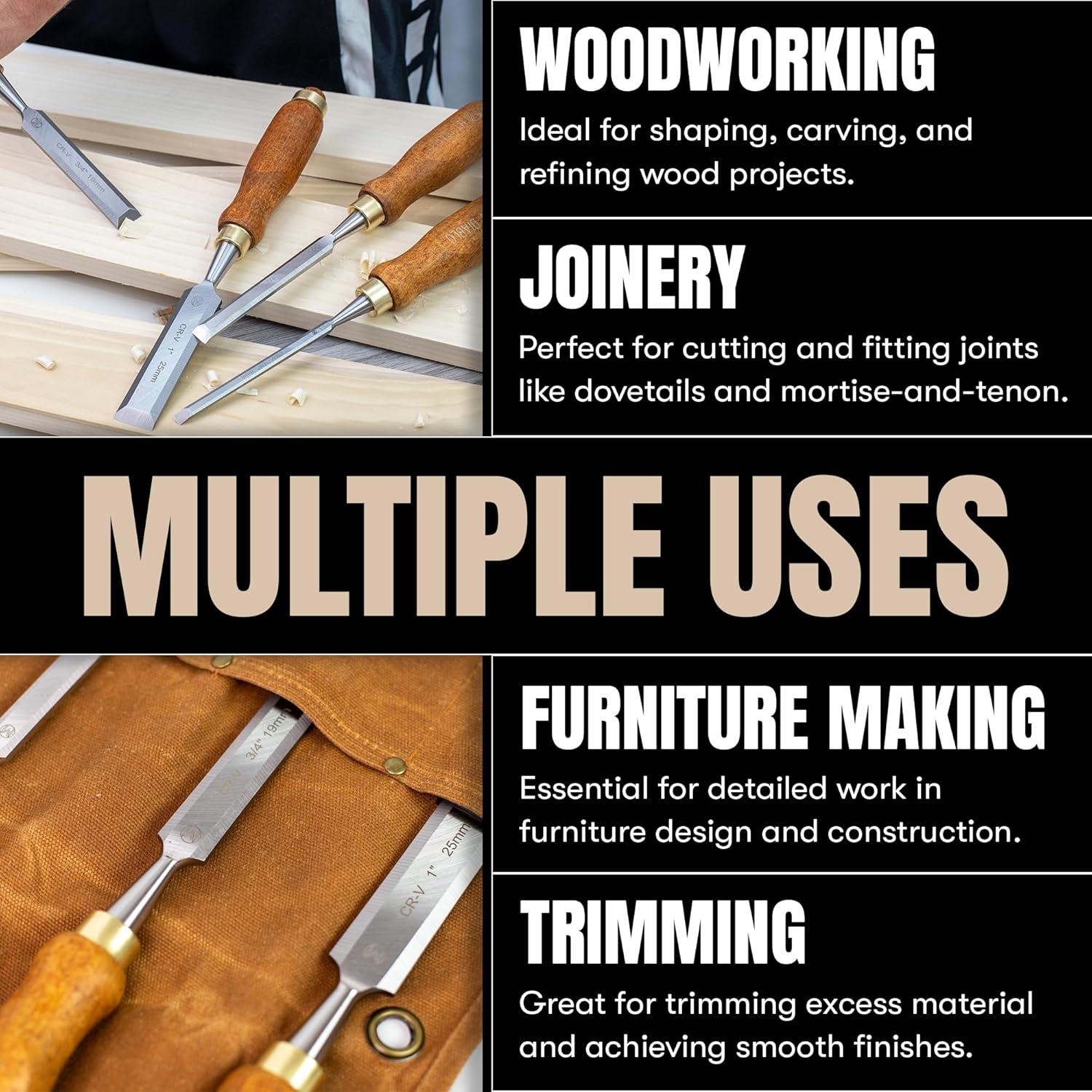 Juego de Cinceles de Madera Mt Diablo 4 Piezas Ergonómicos