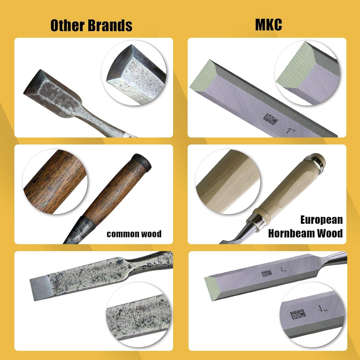 Juego de 6 Cinceles MKC de Acero Cr-V con Mango de Madera