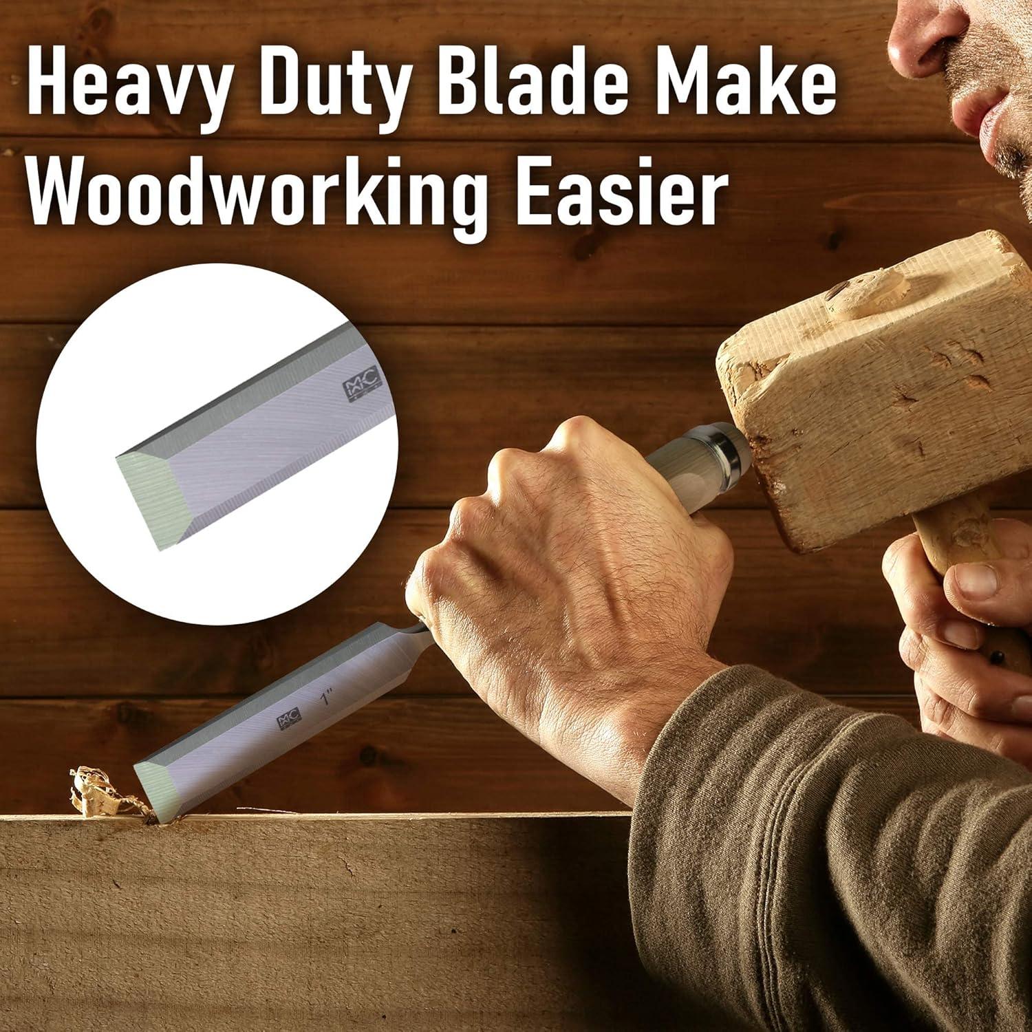 Juego de 6 Cinceles MKC de Acero Cr-V con Mango de Madera