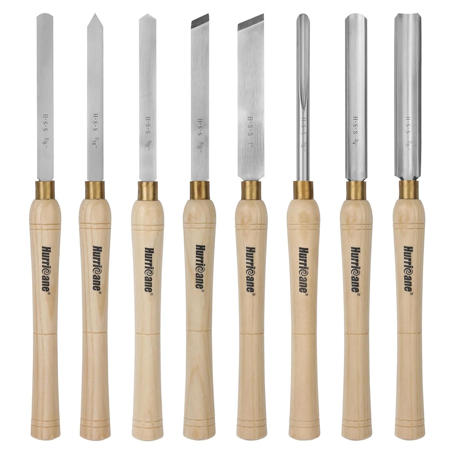 Juego de 8 Cinceles de Torno HURRICANE - Herramientas de Madera