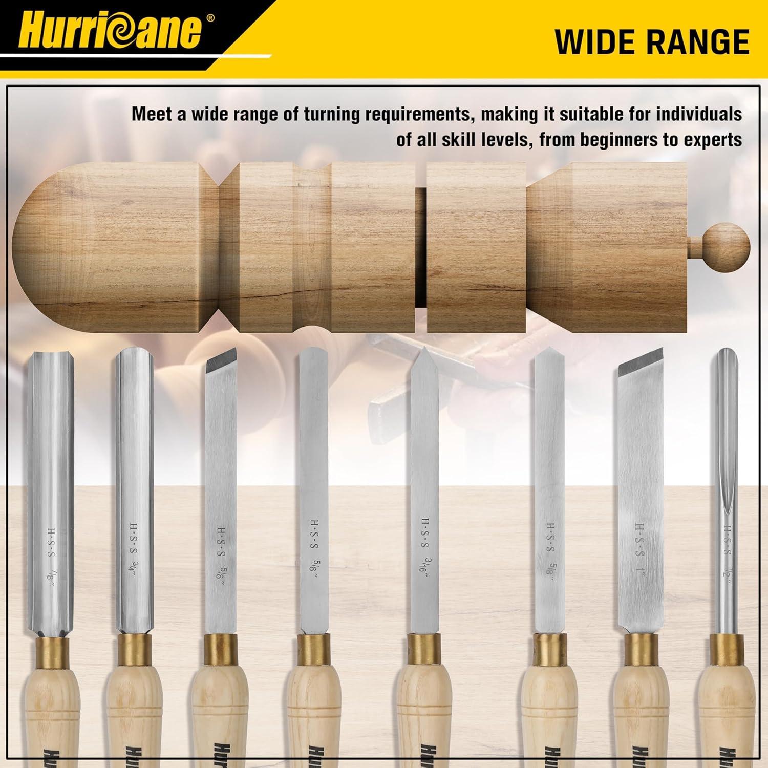 Juego de 8 Cinceles de Torno HURRICANE - Herramientas de Madera