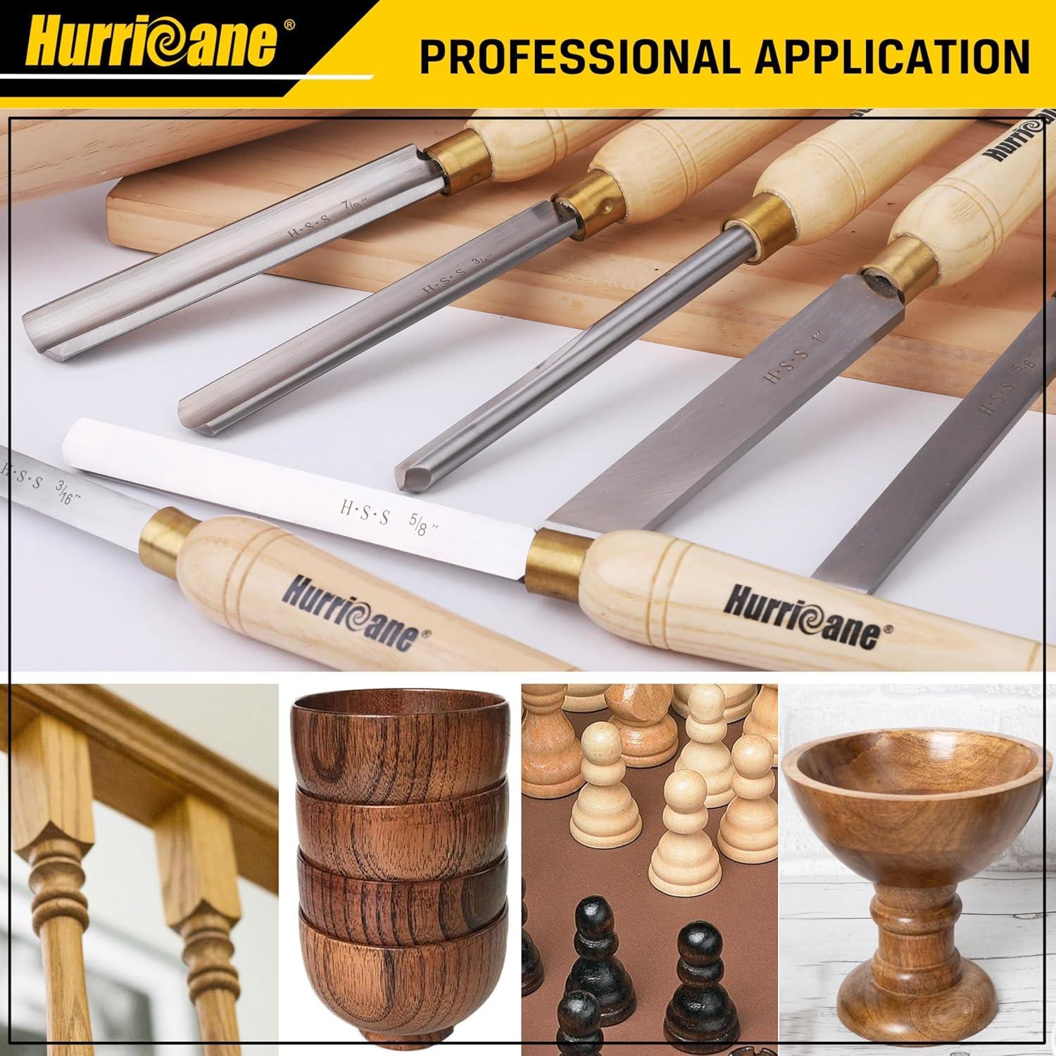Juego de 8 Cinceles de Torno HURRICANE - Herramientas de Madera