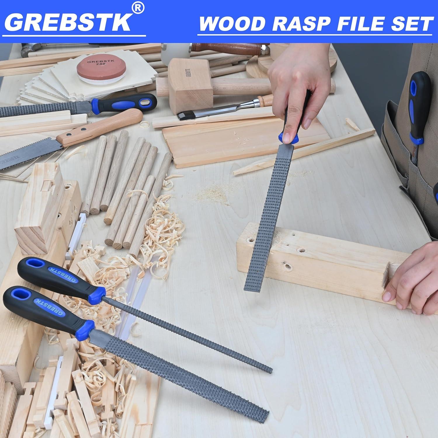 Juego de limas de madera GREBSTK 3 piezas 30.5 cm ergonómico