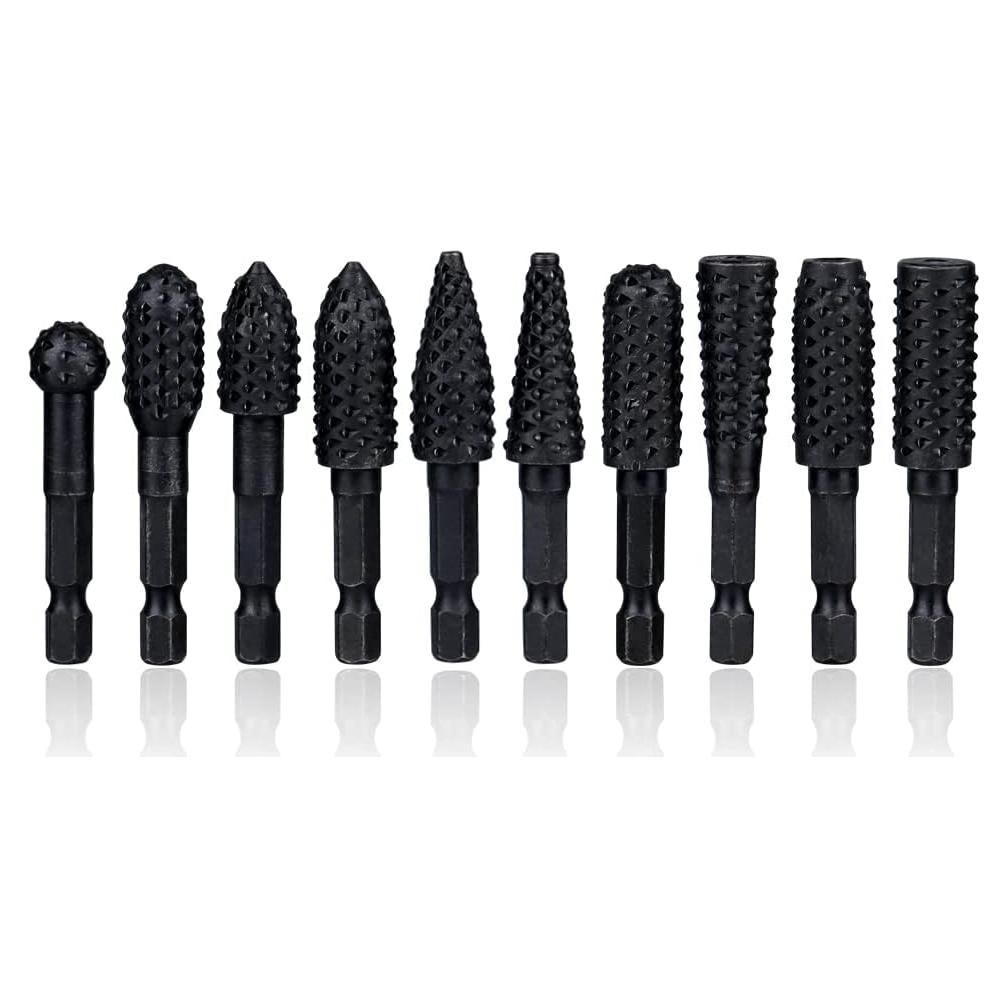 Juego de Fresas Rotativas Mesee 10 Piezas 1/4" Vástago Hexagonal