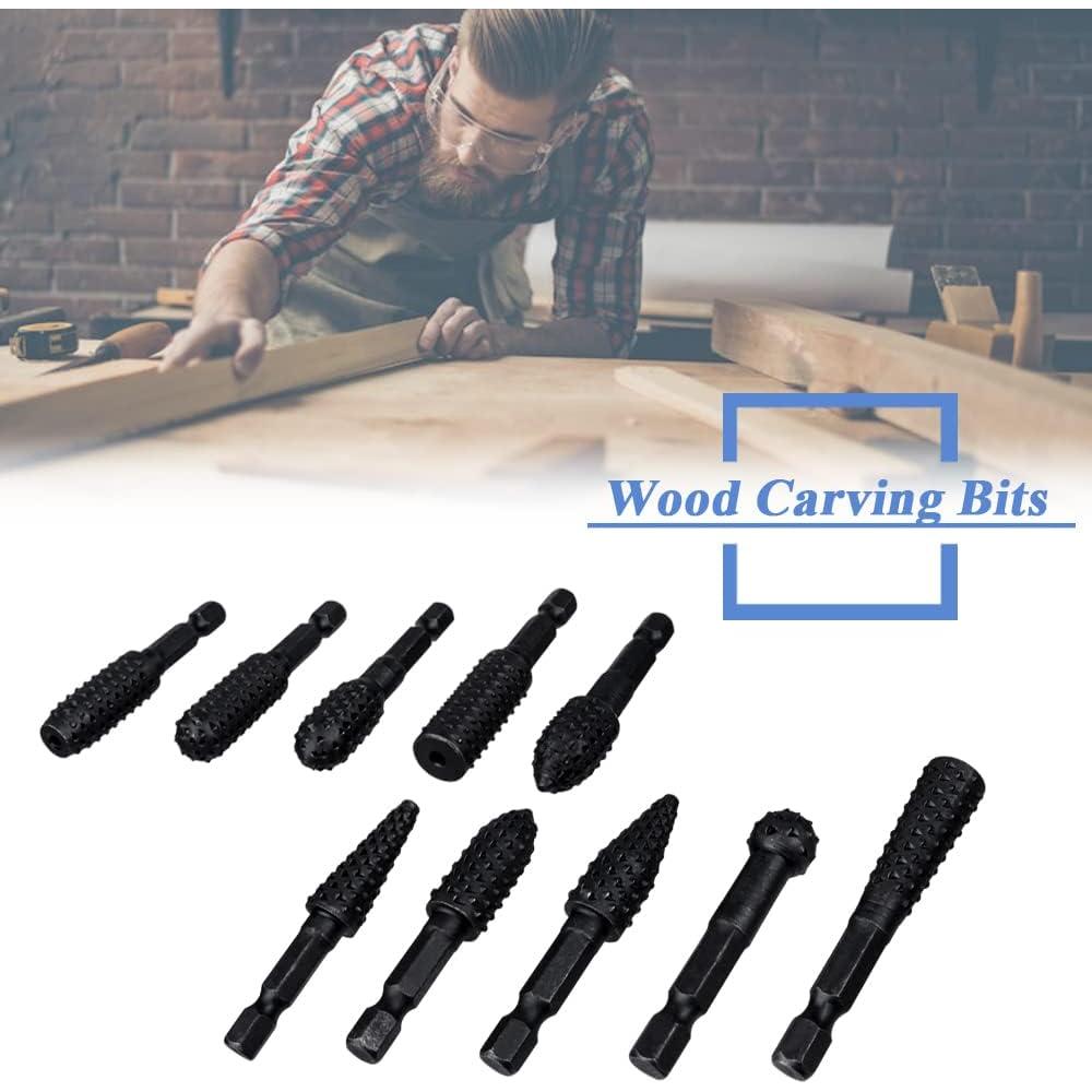 Juego de Fresas Rotativas Mesee 10 Piezas 1/4" Vástago Hexagonal