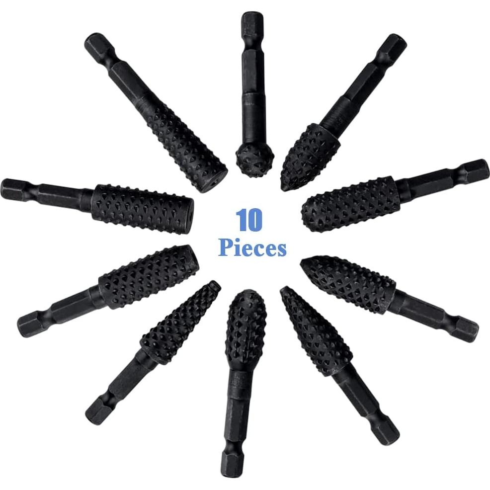 Juego de Fresas Rotativas Mesee 10 Piezas 1/4" Vástago Hexagonal