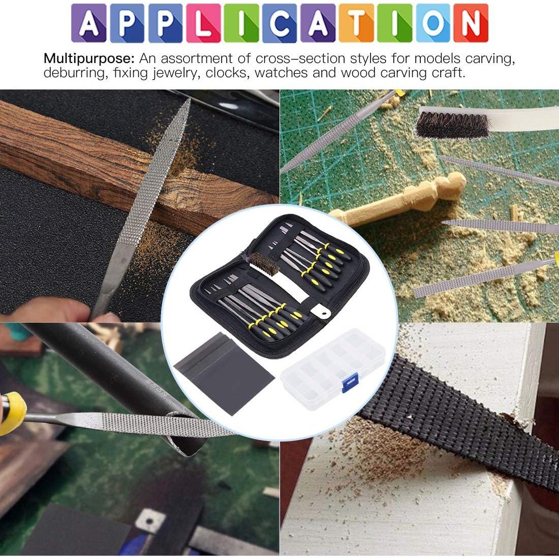 Juego de Raspas de Madera Glarks 12 Piezas con Cepillo