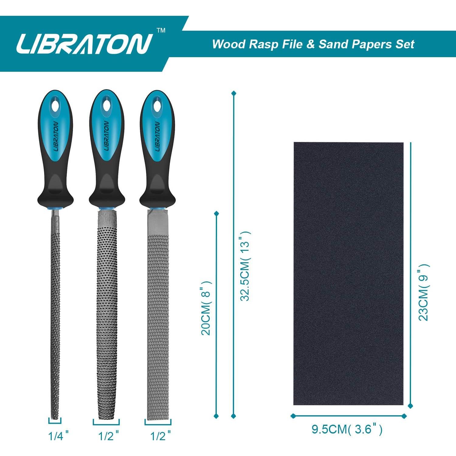 Juego de Raspas de Madera LIBRATON 3PCs con Papeles de Lija