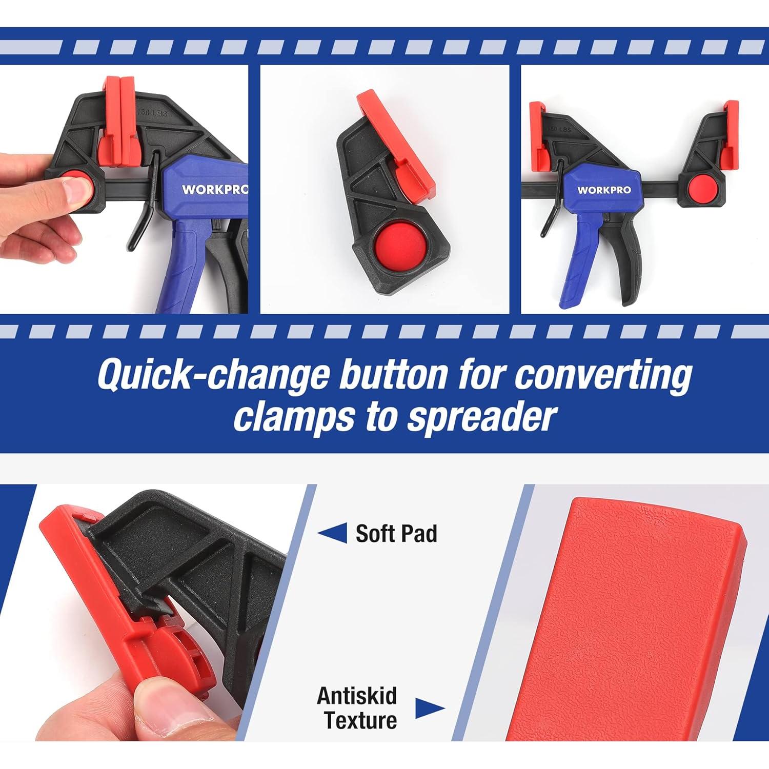 Garras de Bar WORKPRO 6" y 12" Nylon Reforzado Azul