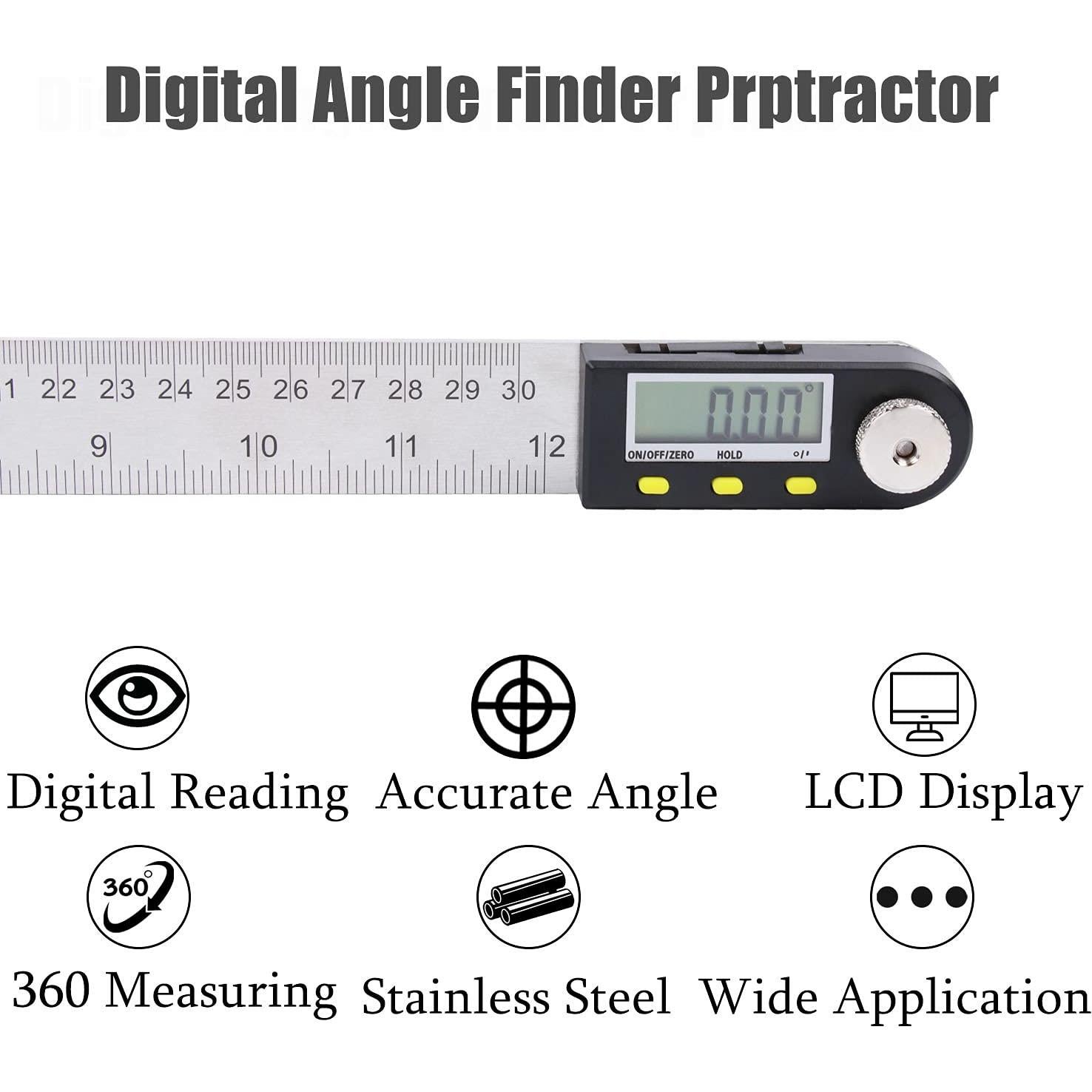 Regla de Ángulo Digital Saili 300 mm con Transportador LCD