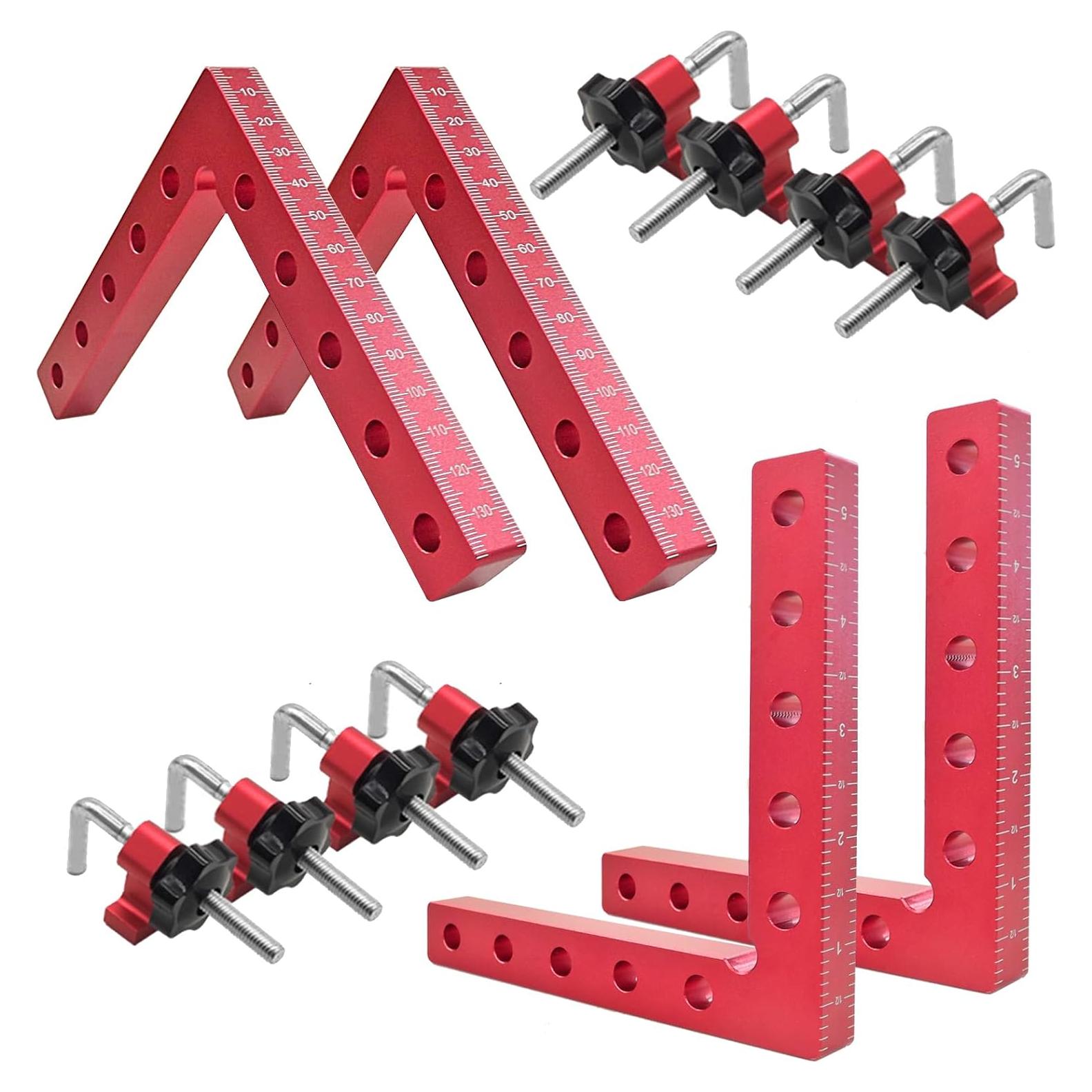 Abrazaderas de Esquina SZSFSYYX 4 Pzas 140mm Aluminio Rojo