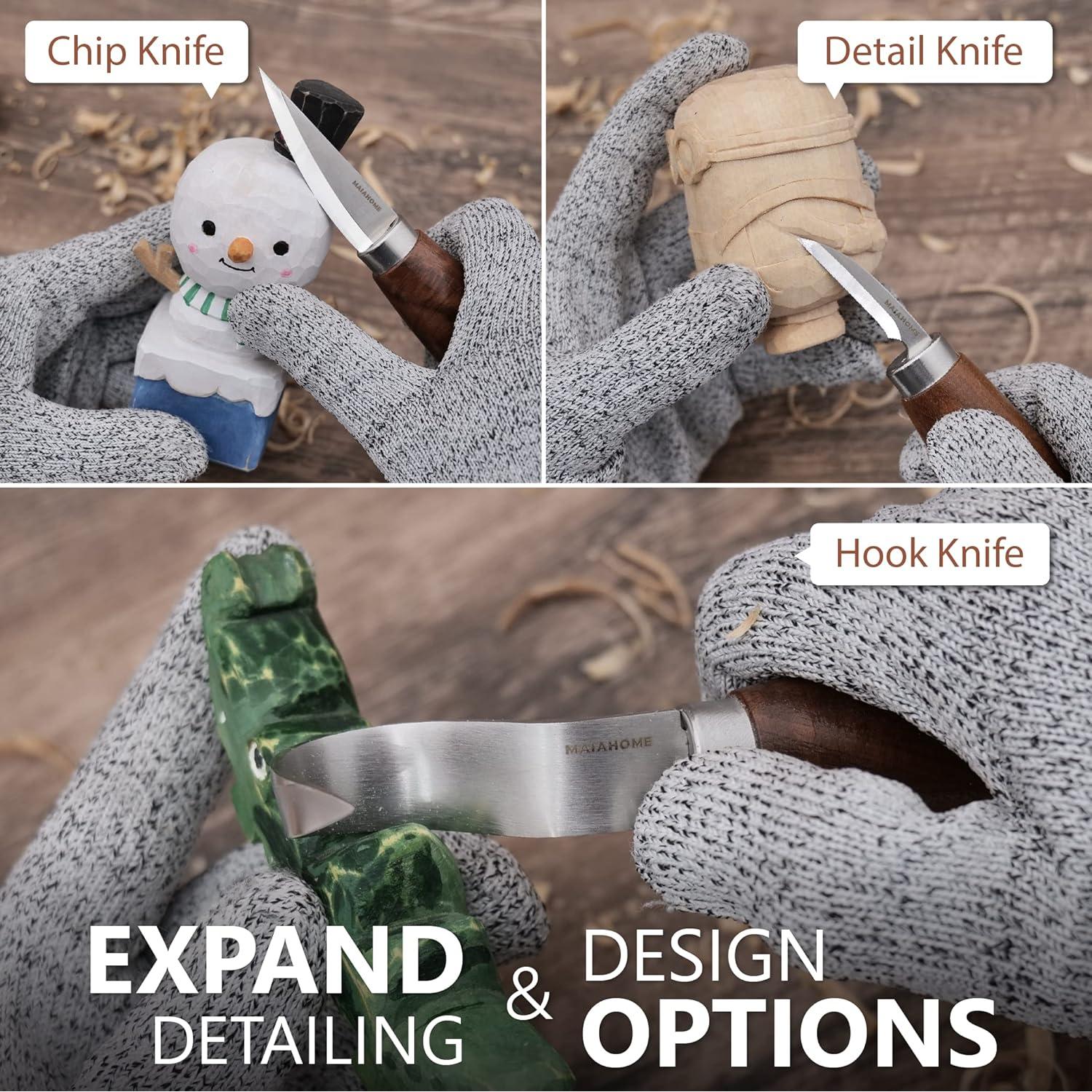 Kit de Tallado en Madera MaiaHome 8 Bloques y 3 Cuchillos