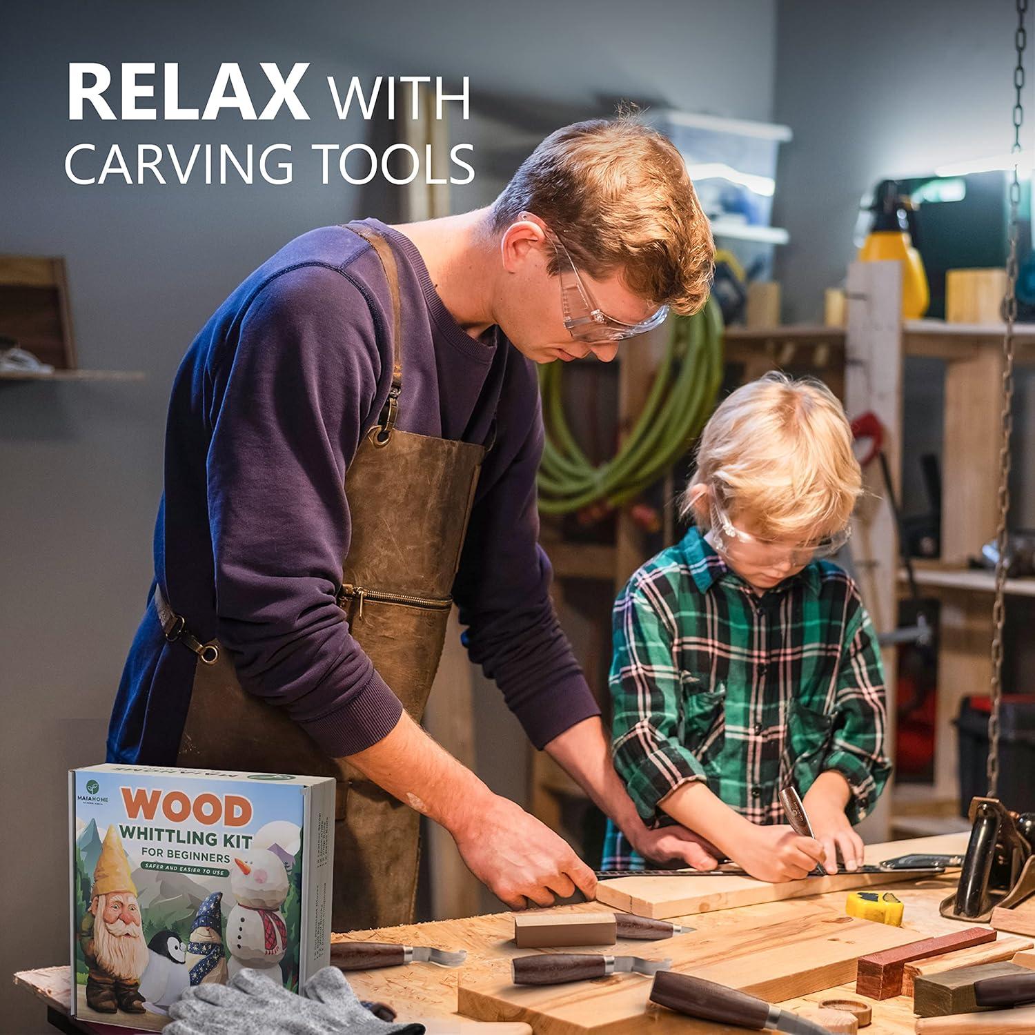 Kit de Tallado en Madera MaiaHome 8 Bloques y 3 Cuchillos