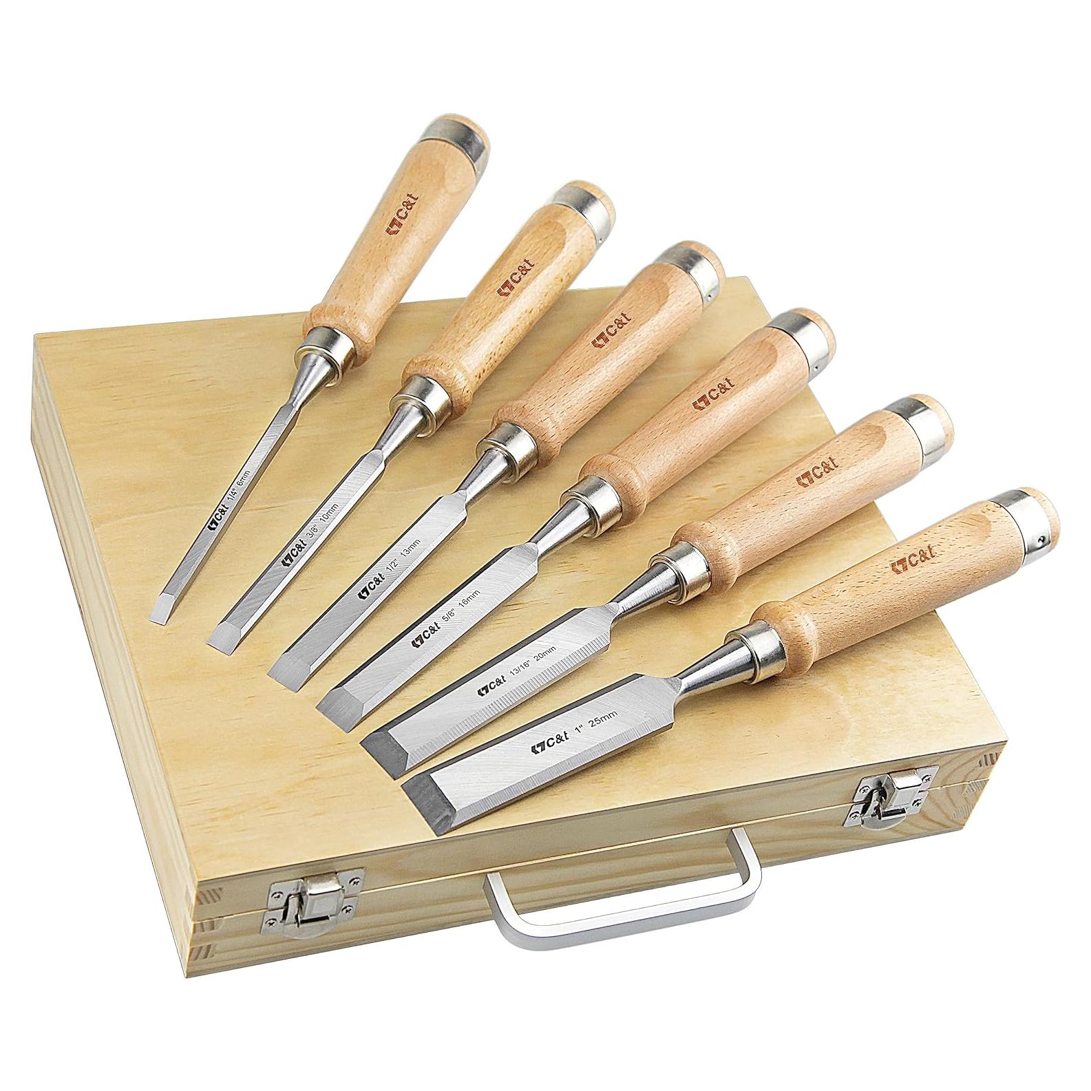 Cinceles de Madera C&T 8 Piezas con Estuche y Piedras