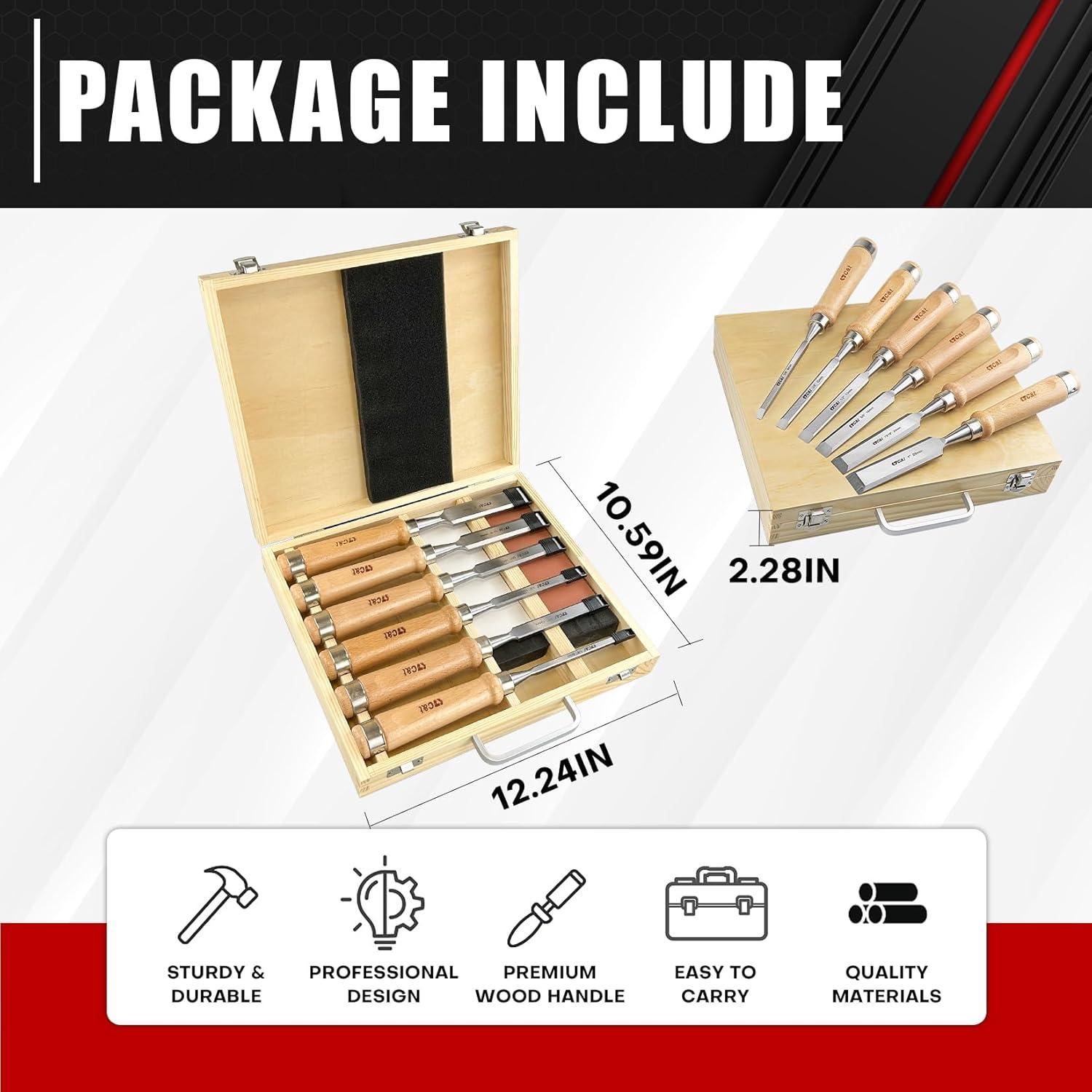 Cinceles de Madera C&T 8 Piezas con Estuche y Piedras