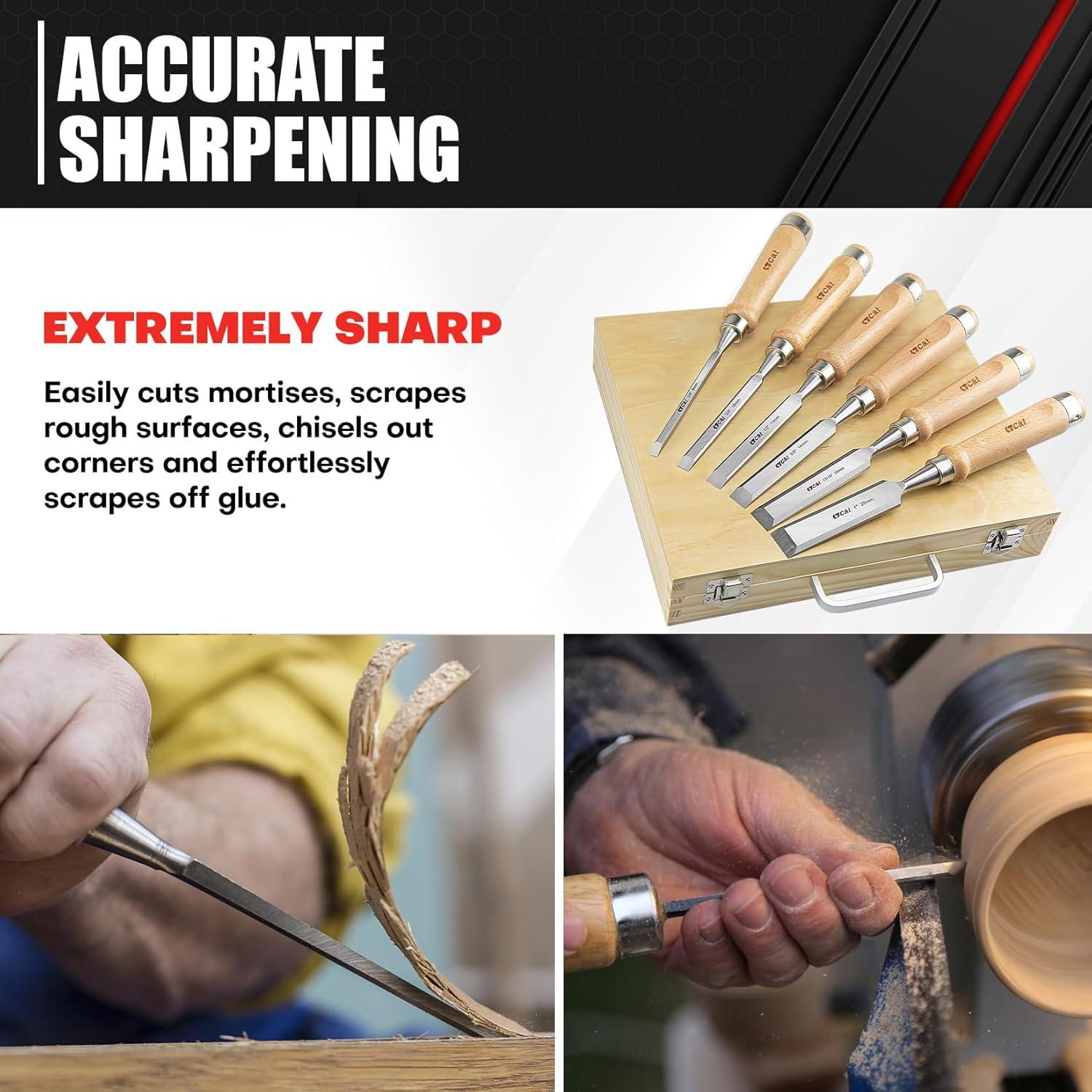 Cinceles de Madera C&T 8 Piezas con Estuche y Piedras