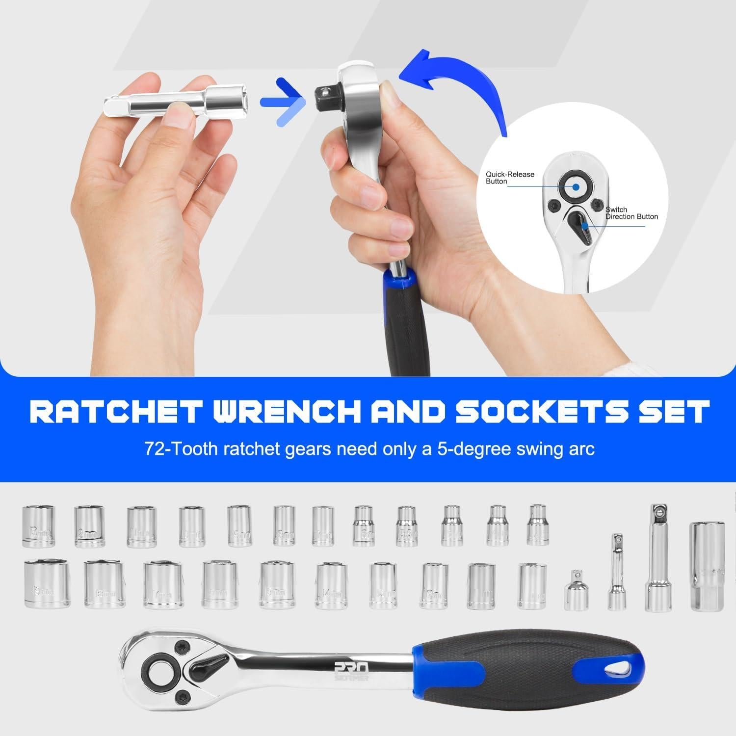 Kit de Herramientas Prostormer 259 Piezas con Caja de Aluminio