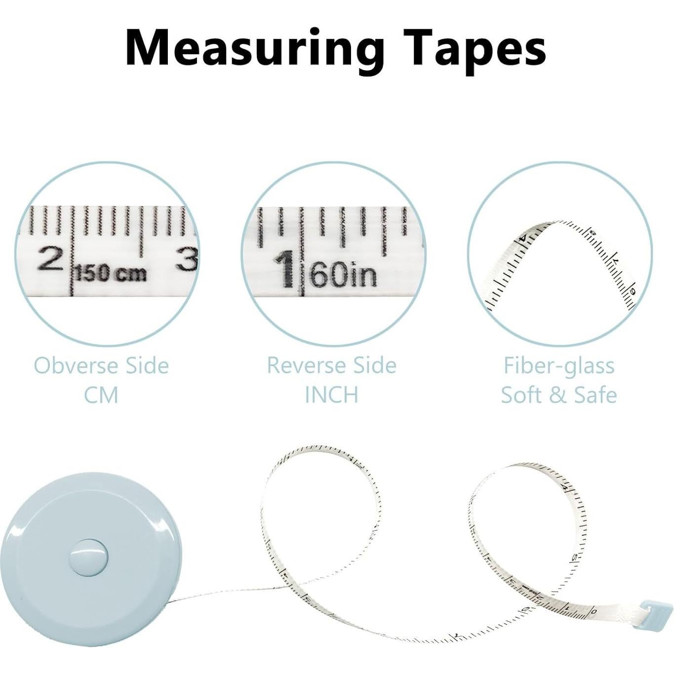 Cinta Métrica Retráctil GDMINLO 3 Piezas 150 cm Costura