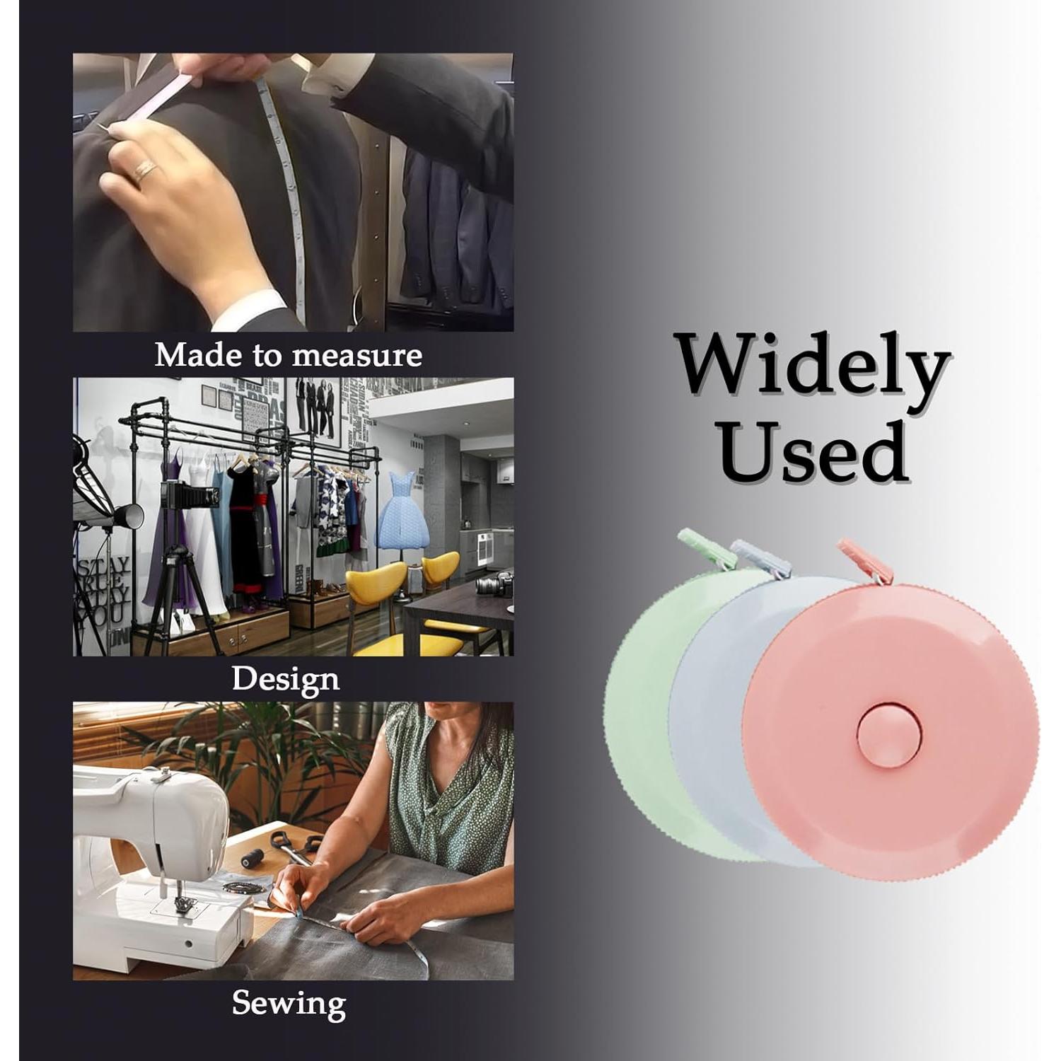 Cinta Métrica Retráctil GDMINLO 3 Piezas 150 cm Costura