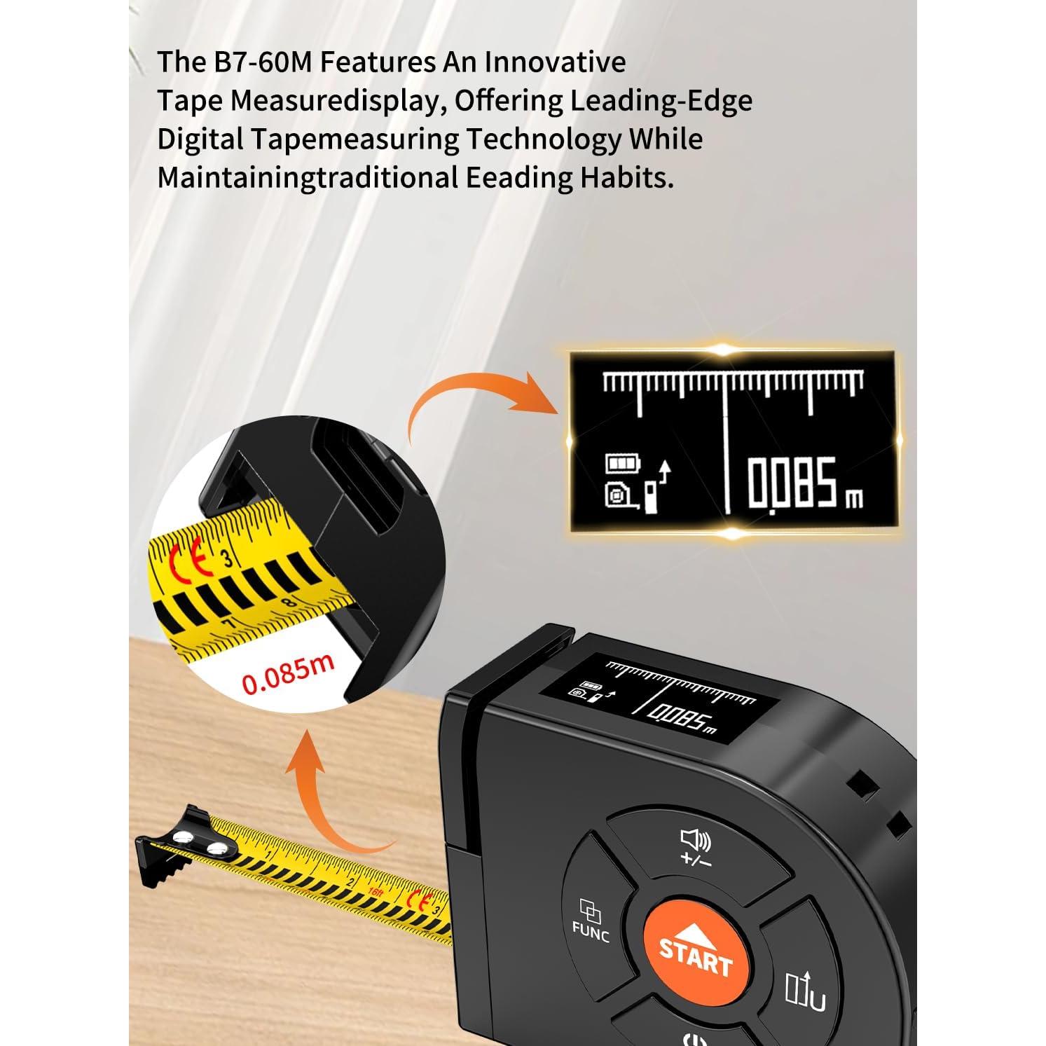 Cinta Métrica Láser Aicevoos 60m 3-en-1 Digital Recargable