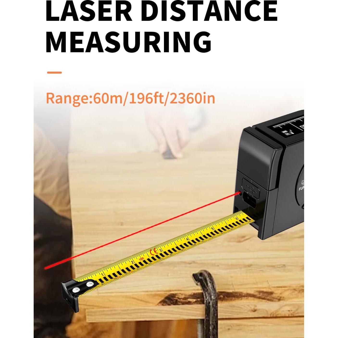 Cinta Métrica Láser Aicevoos 60m 3-en-1 Digital Recargable