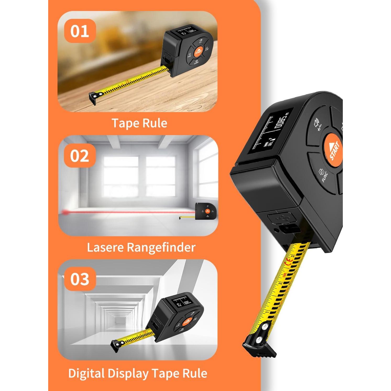 Cinta Métrica Láser Aicevoos 60m 3-en-1 Digital Recargable