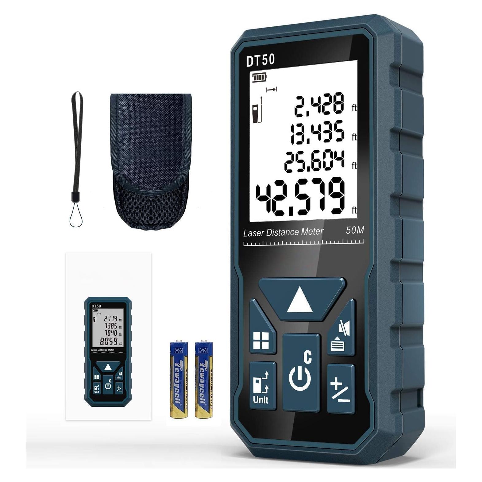 Medidor Láser DTAPE 50.29m con Pantalla LCD Retroiluminada