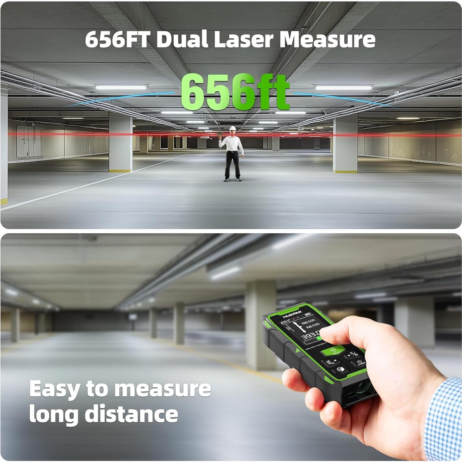 Medidor de Distancia Láser Huepar BLM-100 200M Doble Cabeza