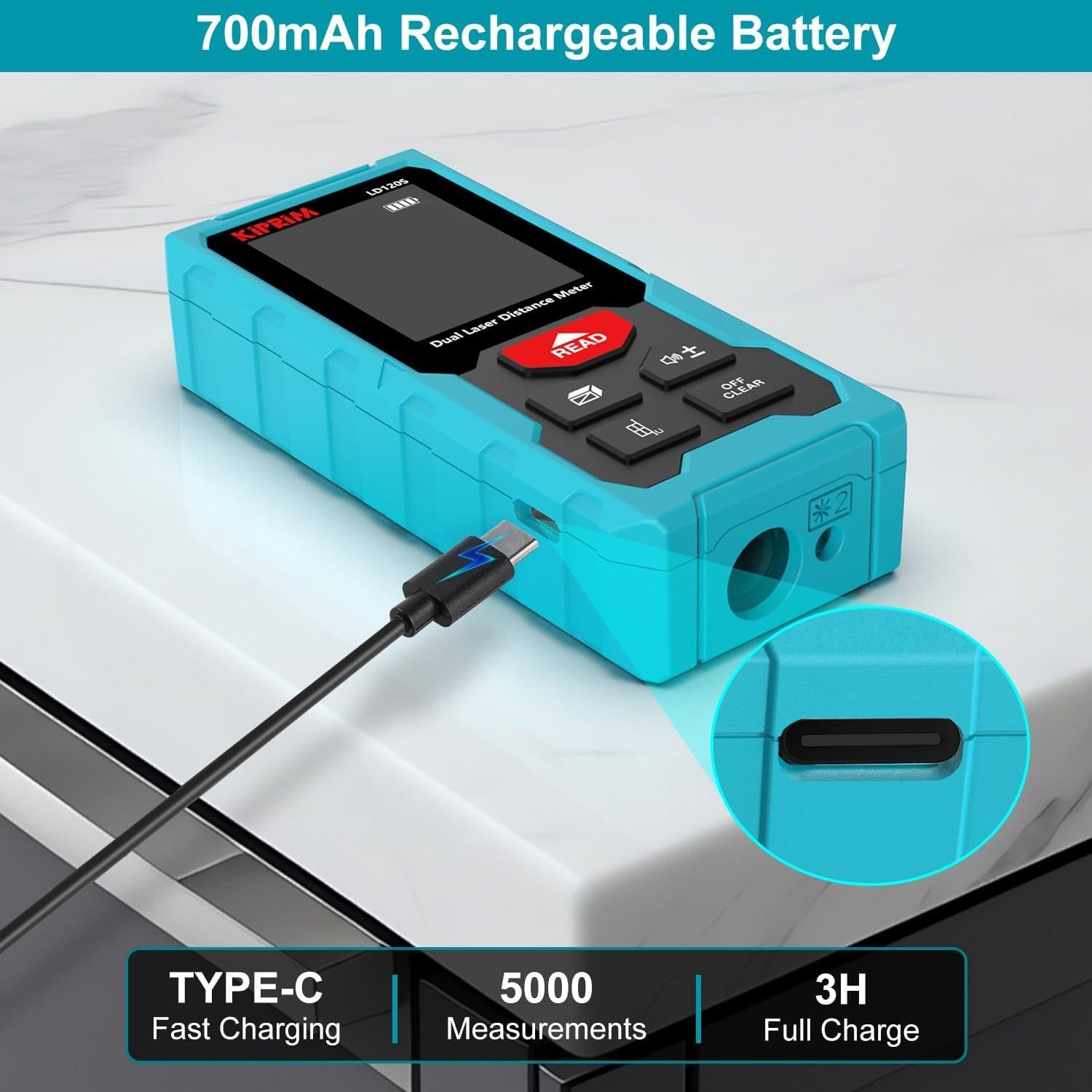 Medidor de Distancia Láser Kiprim LD120S 120m Preciso