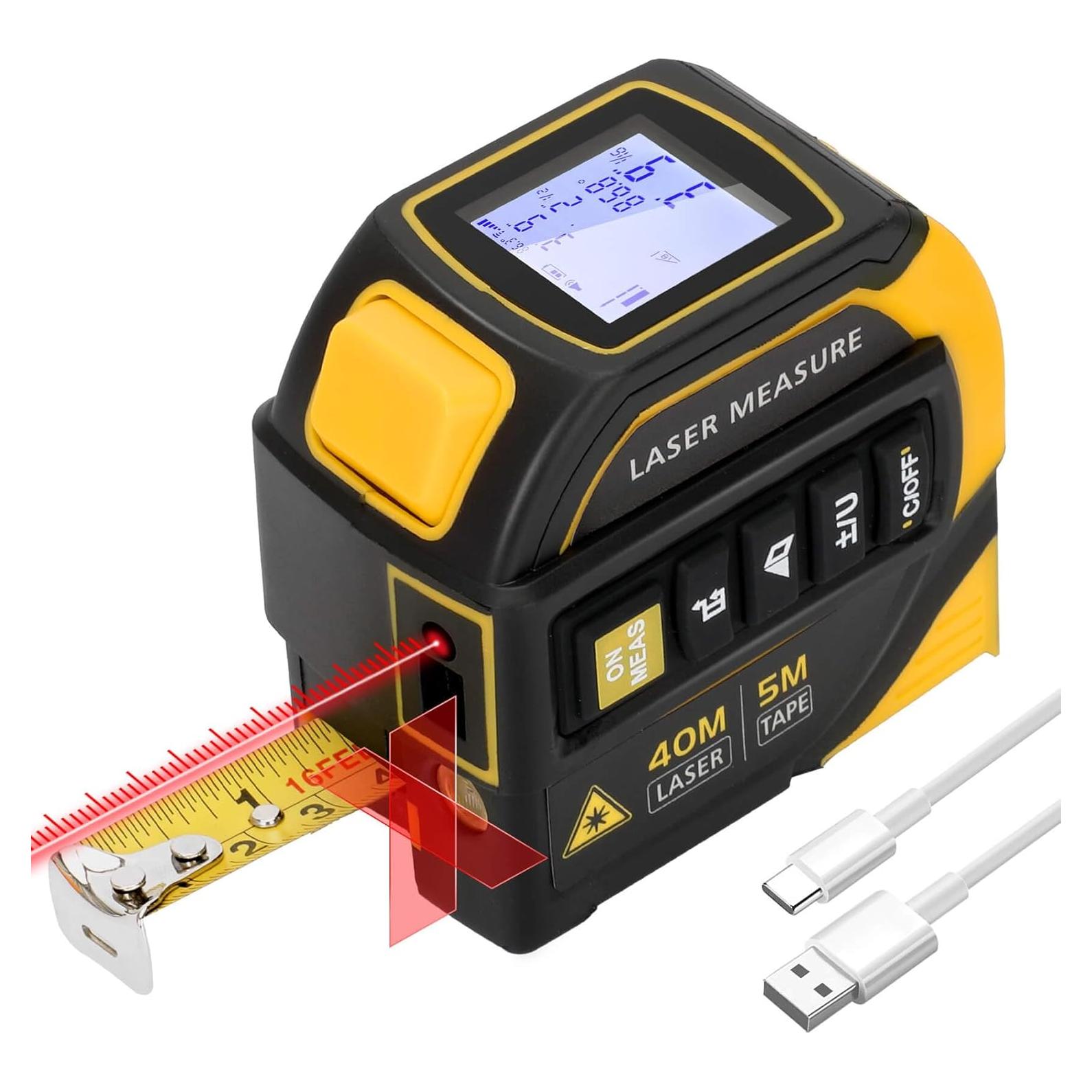 Cinta Métrica Láser 4 en 1 Edovaf 5m y 40m con Nivel