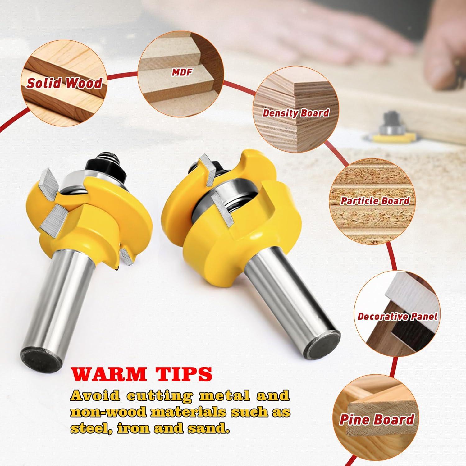 ASNOMY 2 Piezas Router Bits Shaker Rail 1,27 cm Eje