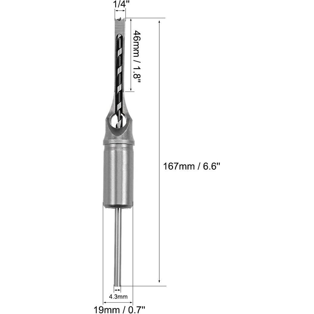 Broca Cuadrada uxcell 6.35mm Acero Alto Carbono 160mm