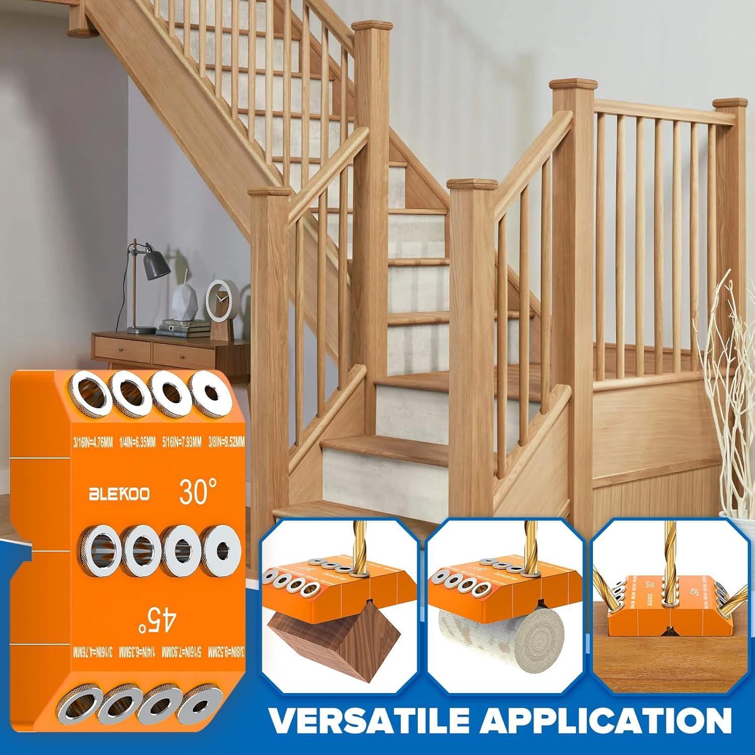 Plantilla de Taladro BLEKOO Naranja con 4 Brocas y Tornillos