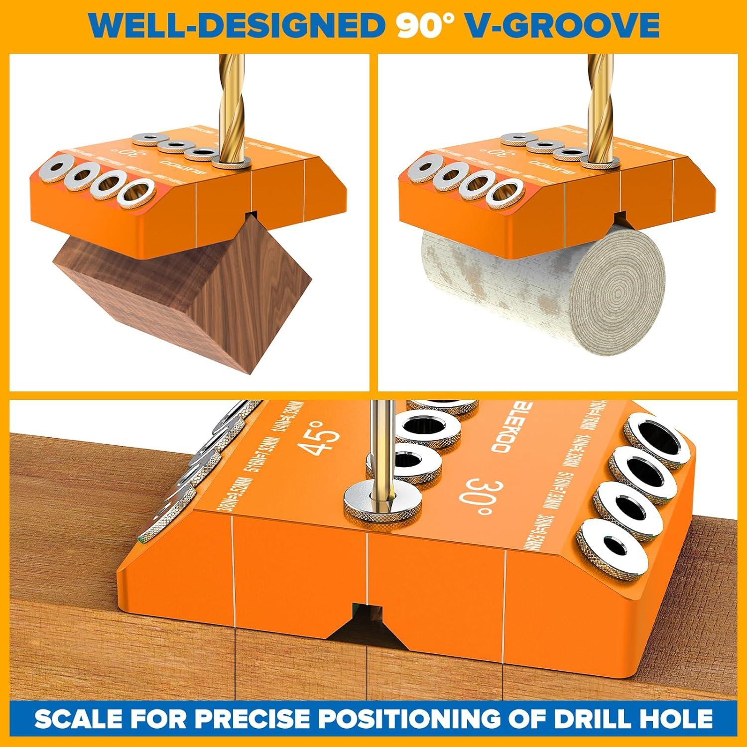 Plantilla de Taladro BLEKOO Naranja con 4 Brocas y Tornillos