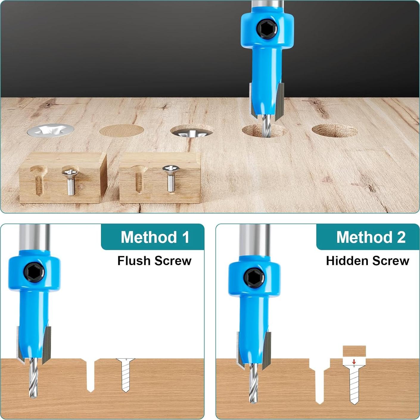 Juego de 5 Brocas de Avellanado Fivelake Ø 8mm HSS