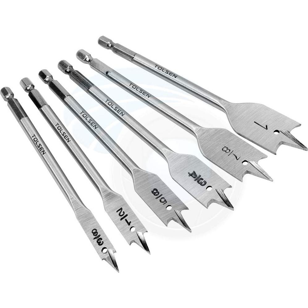 Brocas Planas Tolsen 75656 Acero Carbono 6 Piezas Madera