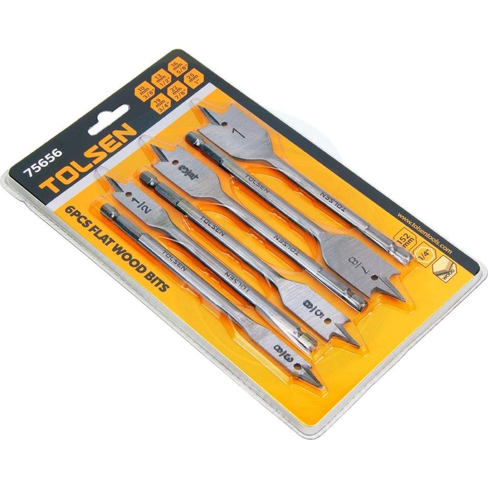 Brocas Planas Tolsen 75656 Acero Carbono 6 Piezas Madera