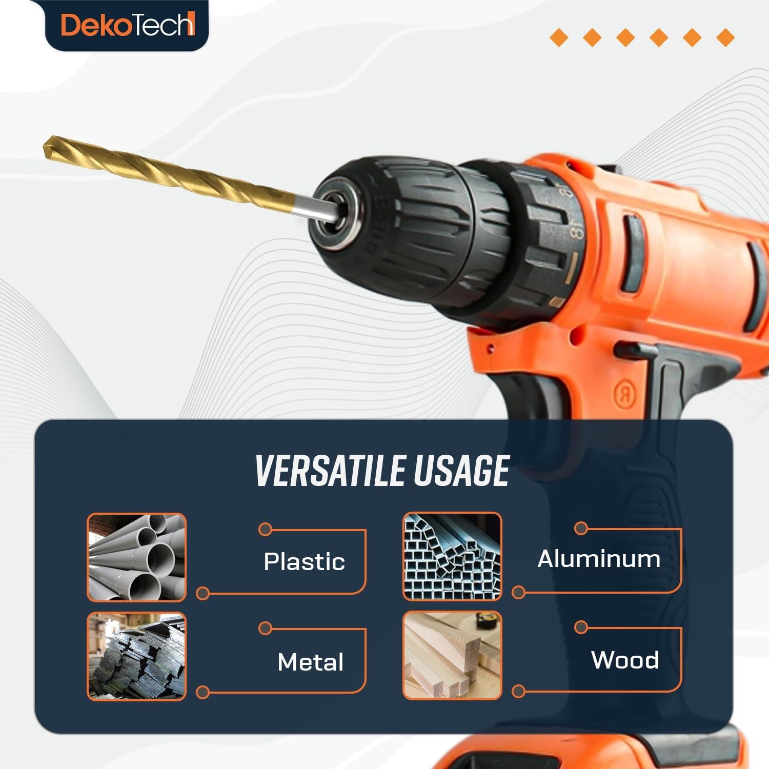 Juego de brocas DekoTech 13 piezas 1.5-6.5mm acero titanio