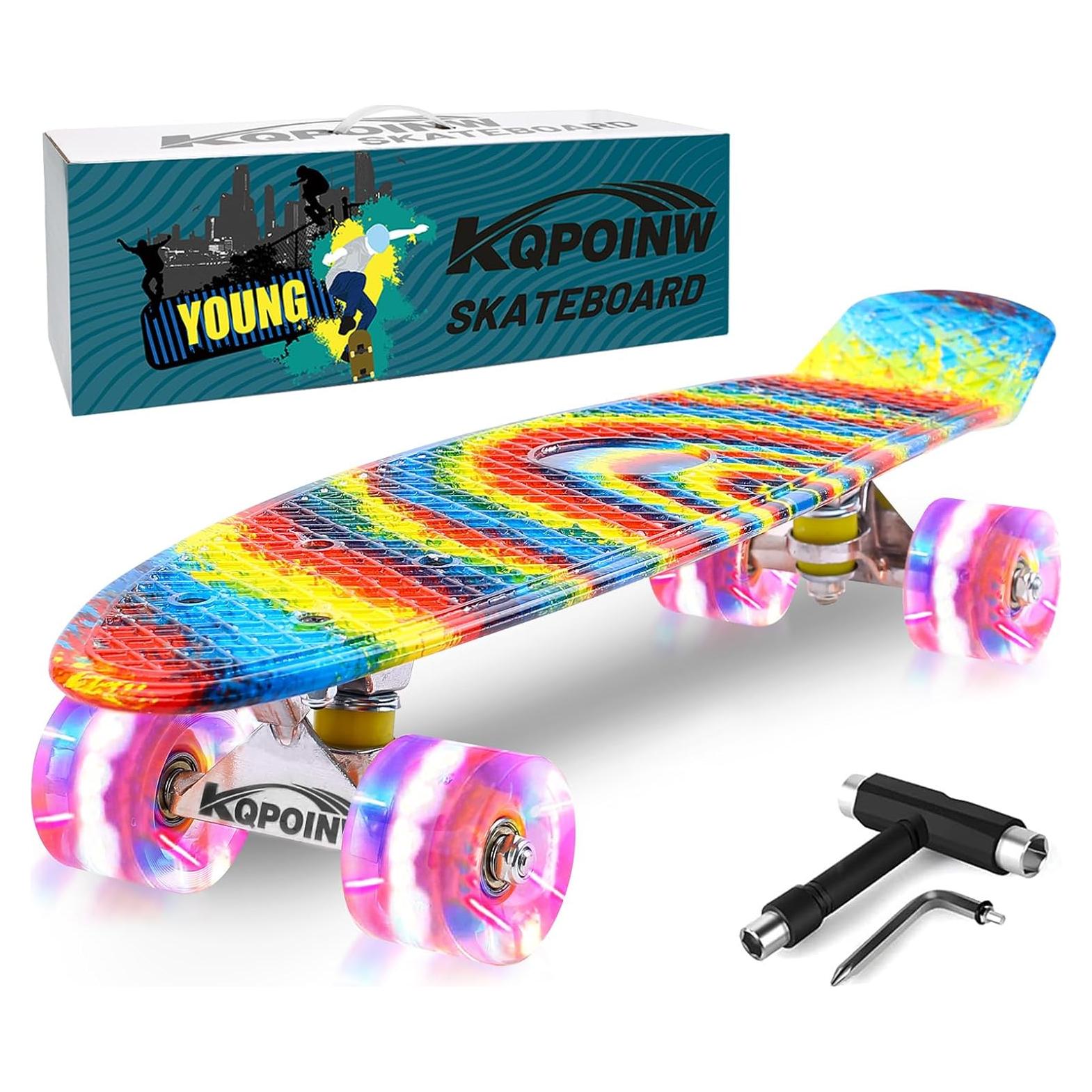 Patineta Kqpoinw 22 cm Mini Cruiser con Ruedas LED
