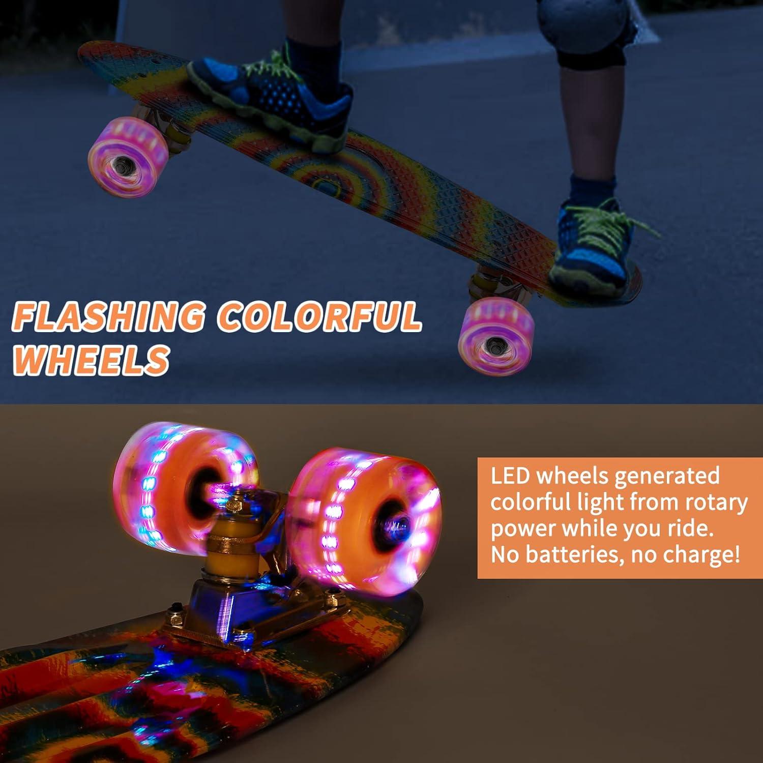 Patineta Kqpoinw 22 cm Mini Cruiser con Ruedas LED