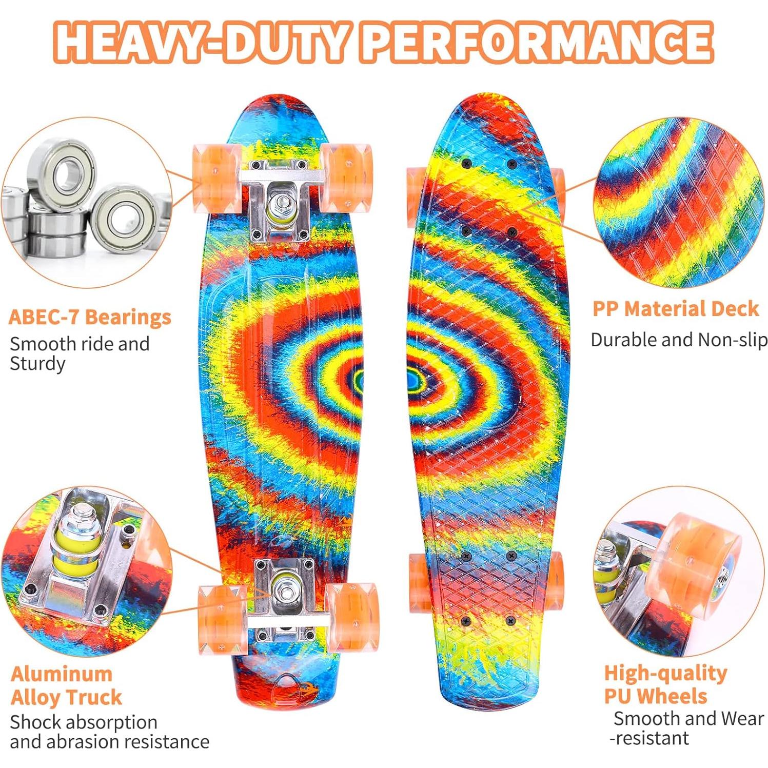 Patineta Kqpoinw 22 cm Mini Cruiser con Ruedas LED