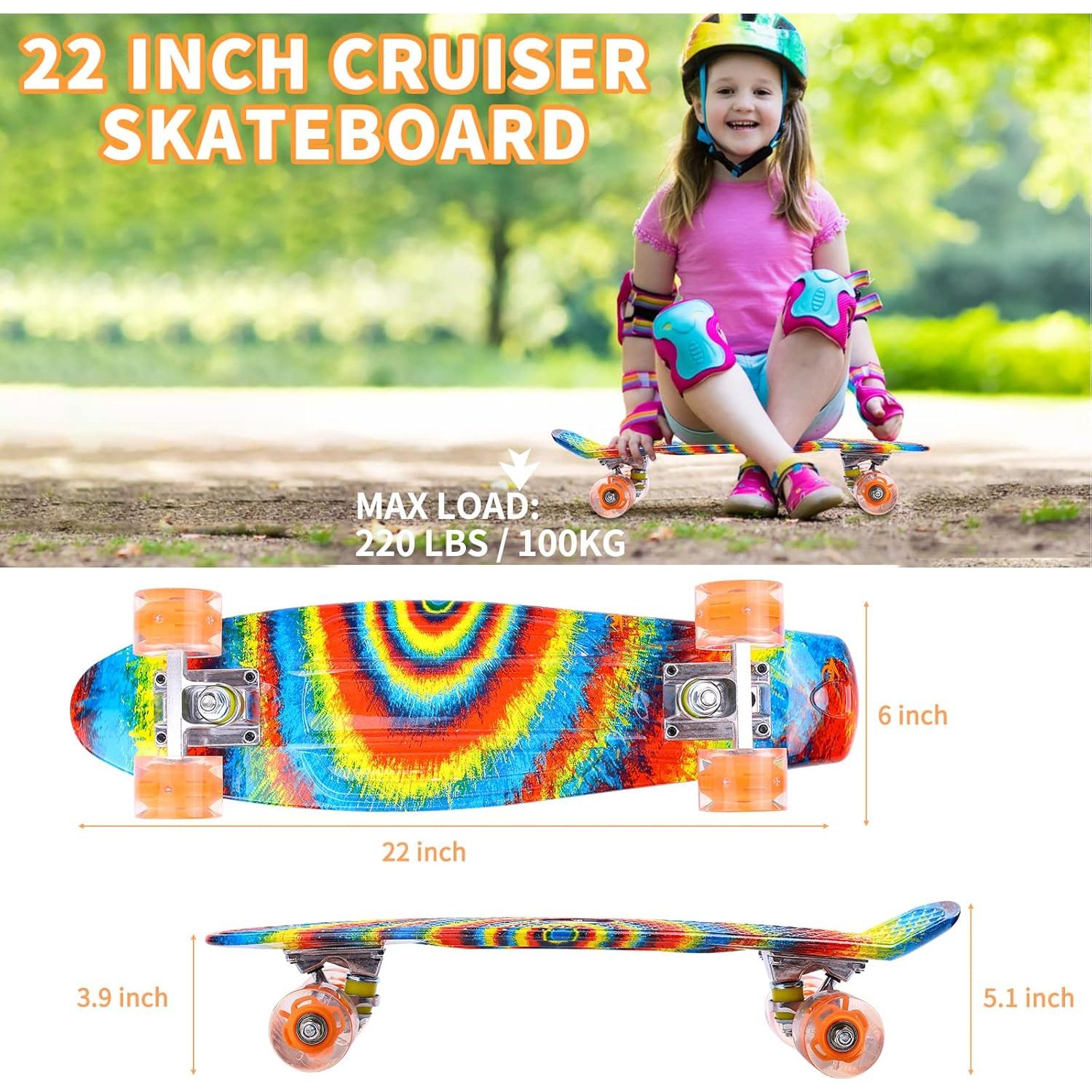 Patineta Kqpoinw 22 cm Mini Cruiser con Ruedas LED