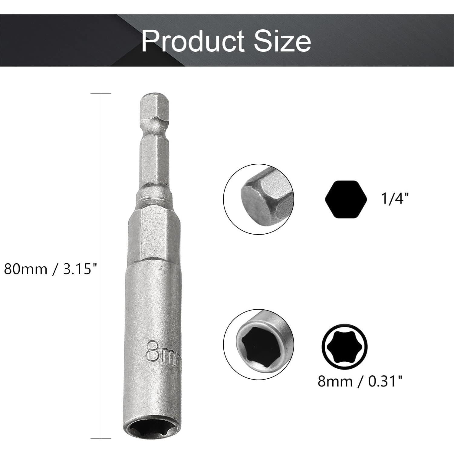Utoolmart 2 Pcs Cambiador Rápido Hexagonal 8mm 80mm