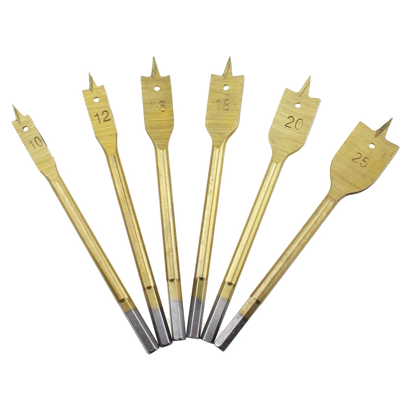 Juego de 6 Brocas Planas TAODAN Acero al Carbono 0,95-2,54 cm