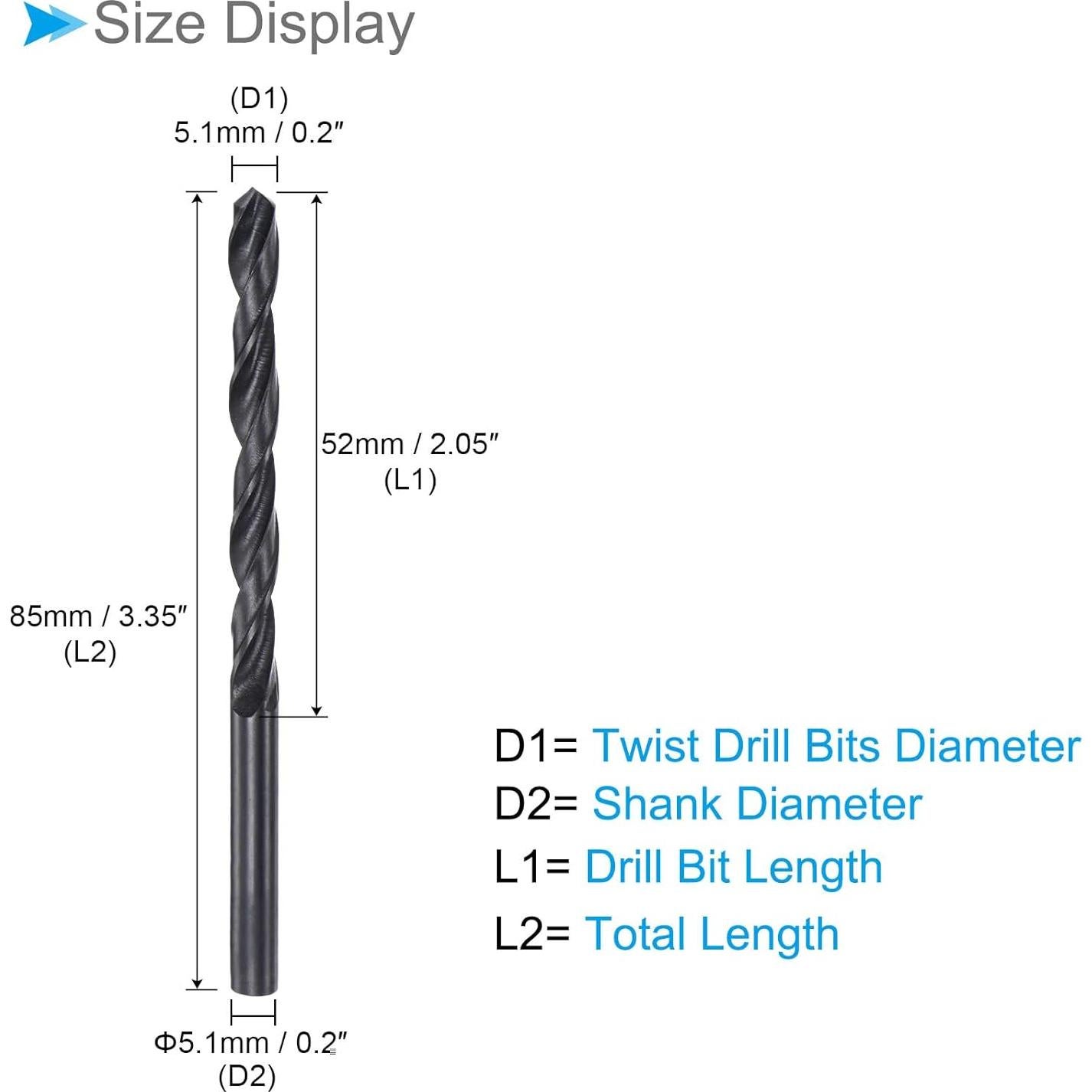 Brocas de Acero Rápido CoCud 5.1mm 85mm 2 Piezas
