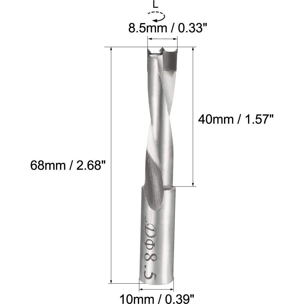 Broca Punta Brad uxcell 8.5mm x 68mm Carburo Izquierdo