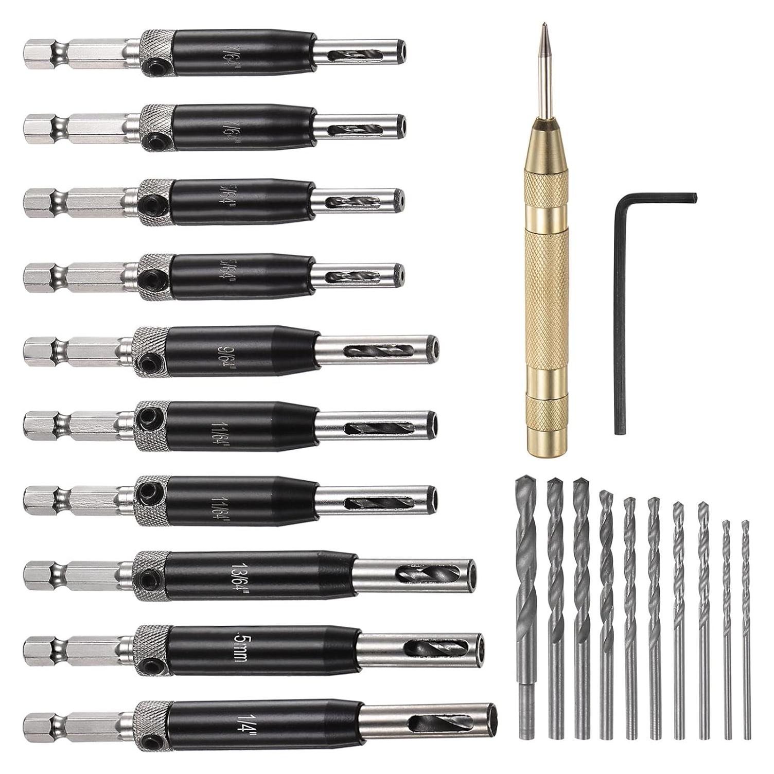 Juego de 22 Brocas de Centrado Automático HARFINGTON 1,98-6,35 mm