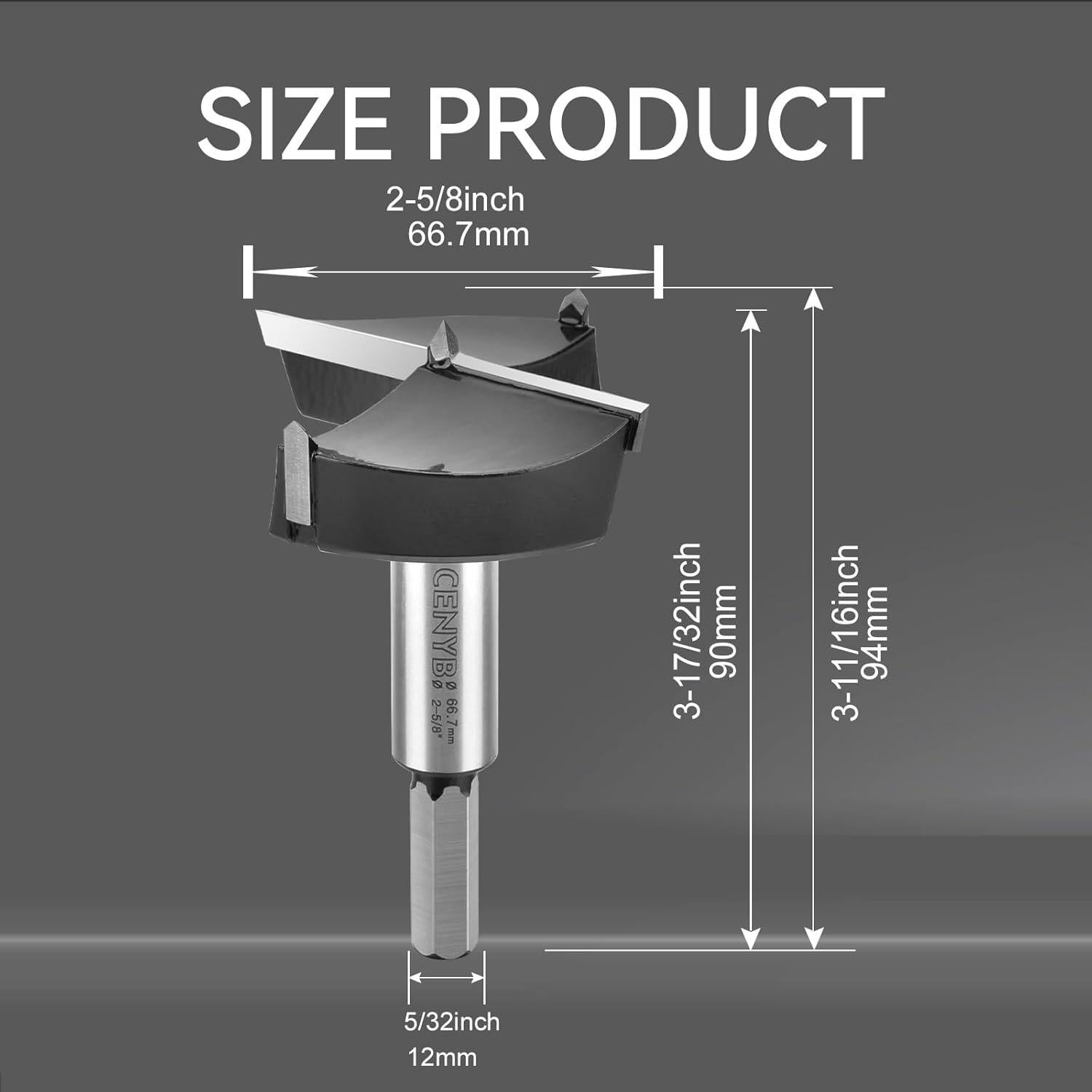 Broca Forstner 66.7mm CENYB Carburo YG8 2.0mm Grosor