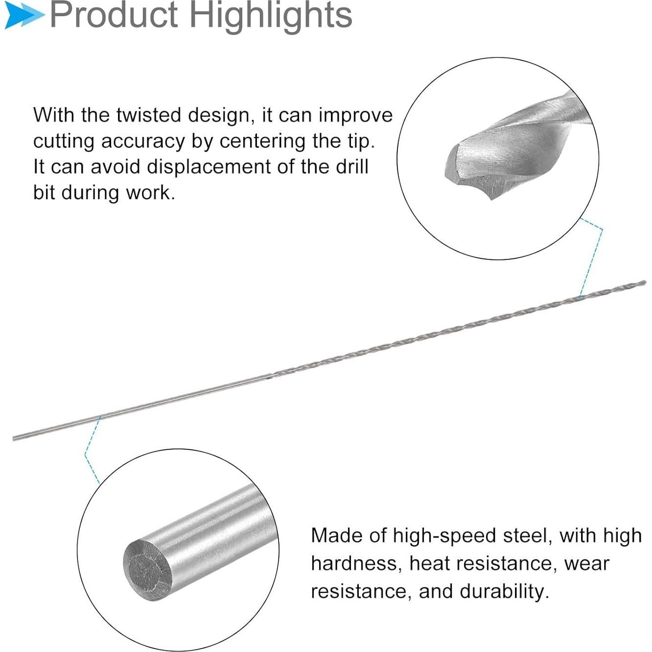 Broca de Tornillo CoCud 1mm x 120mm Acero Alta Velocidad 5 Pzas