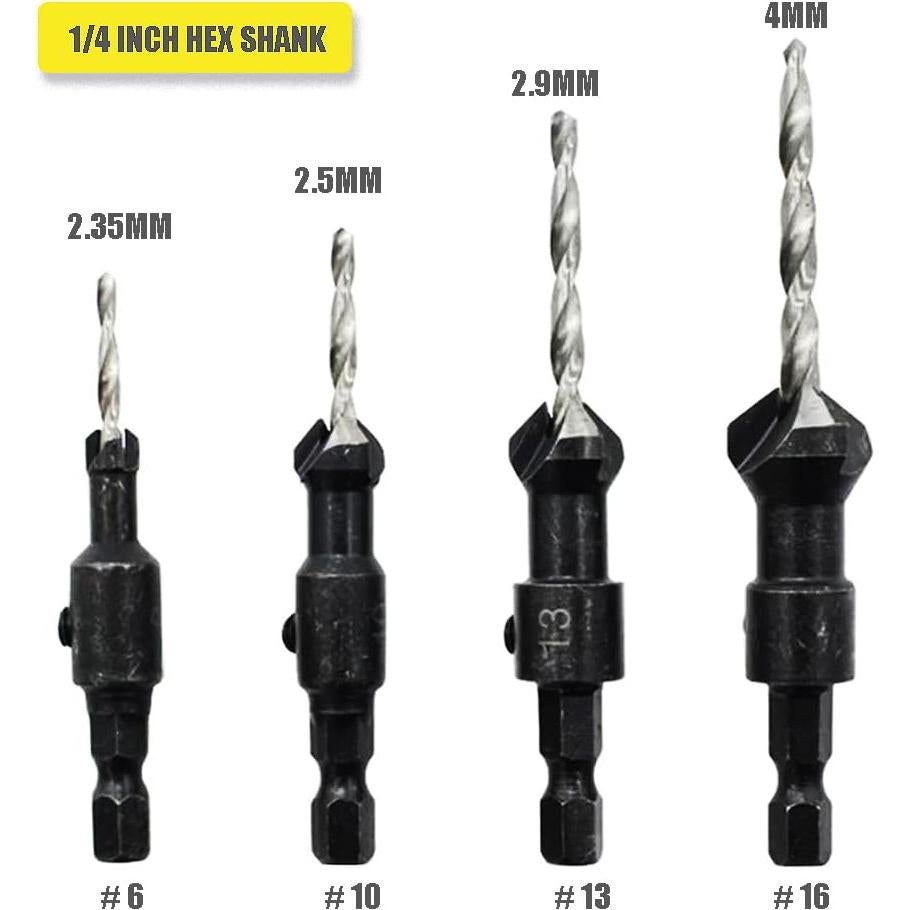 Juego de Brocas Avellanadoras Atskonnen 4 PCS HSS 4241